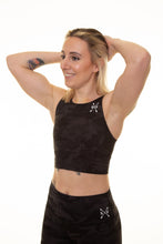 Load image into Gallery viewer, Camo Be Defiant High Neck Sports Bra
