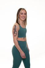 Load image into Gallery viewer, Deep Green Be Defiant Sports Bra
